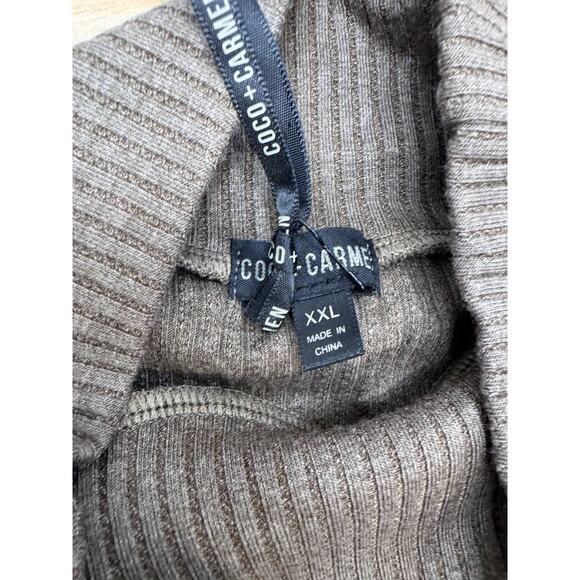 Coco+Carmen Brown Knit Ribbed Turtle Neck Women's Size XXL New With Tags - Picture 7 of 9